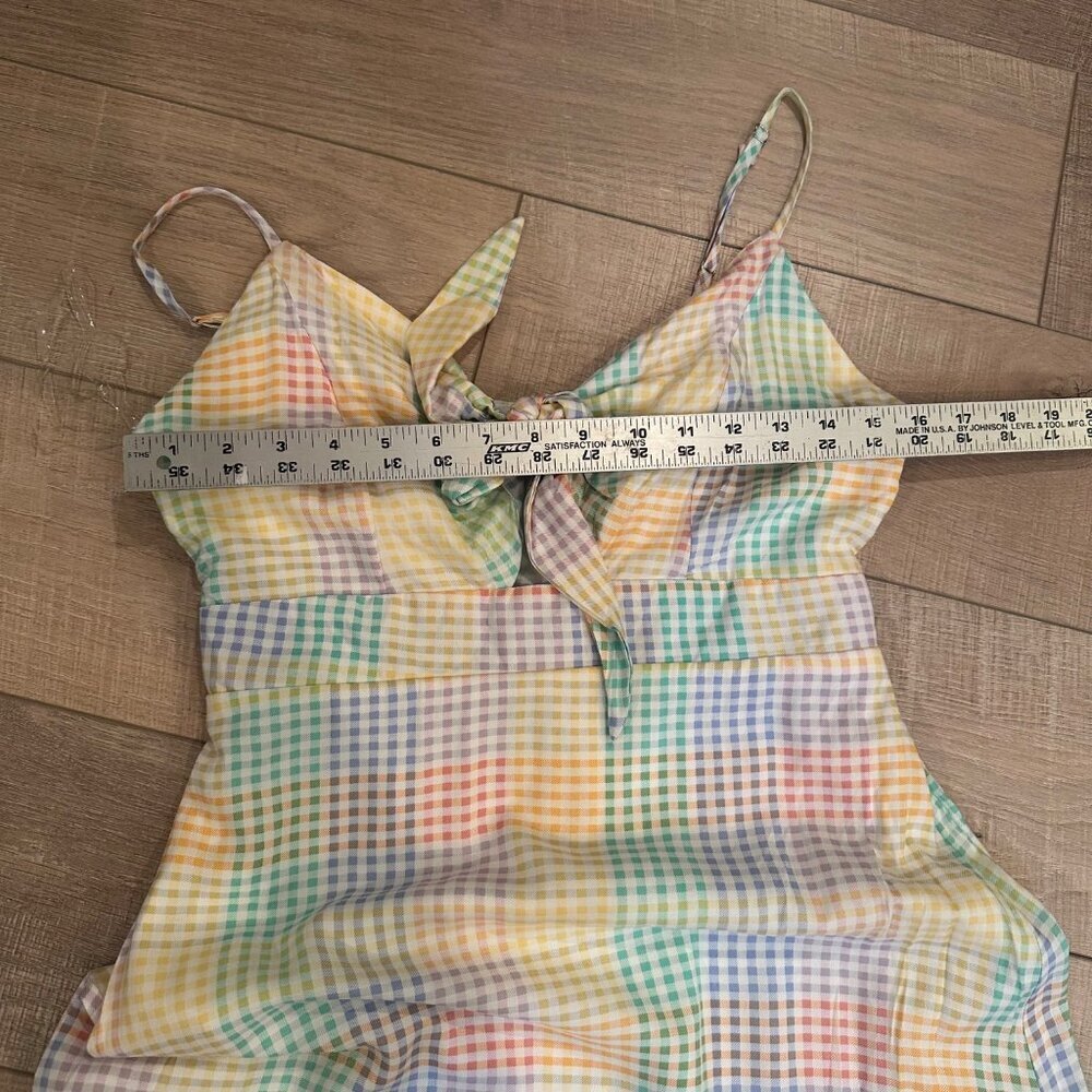 Emily Wonder Multicolor Gingham Sleeveless Midi Dress Adjustable Tie Front small - Picture 5 of 11